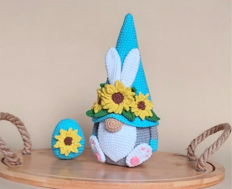Crochet Easter sunflowers bunny egg