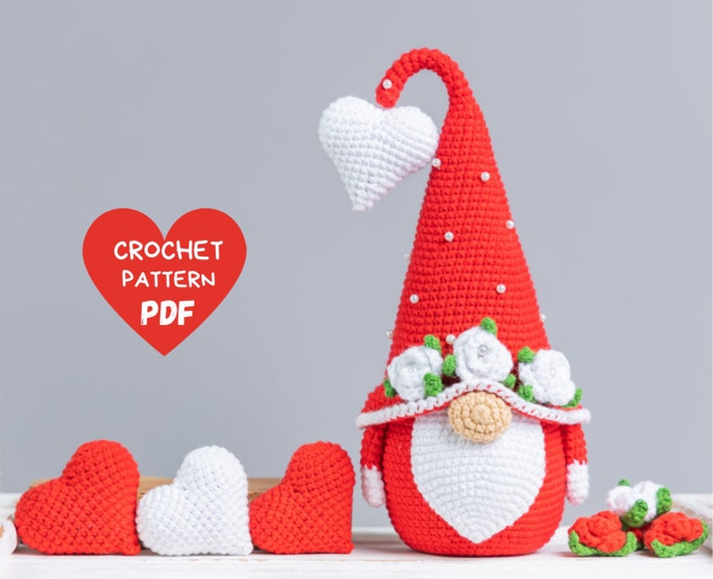 Crochet Valentine Heart Gnome