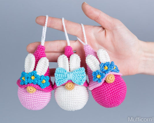 Crochet Easter Bunny Egg keychain