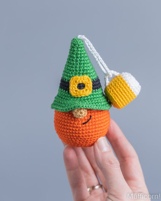 Crochet St Patricks Gnome Keychain