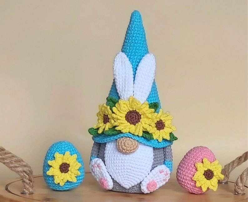 Crochet Easter sunflowers bunny egg