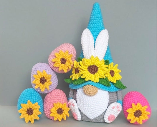 Crochet Easter sunflowers bunny egg