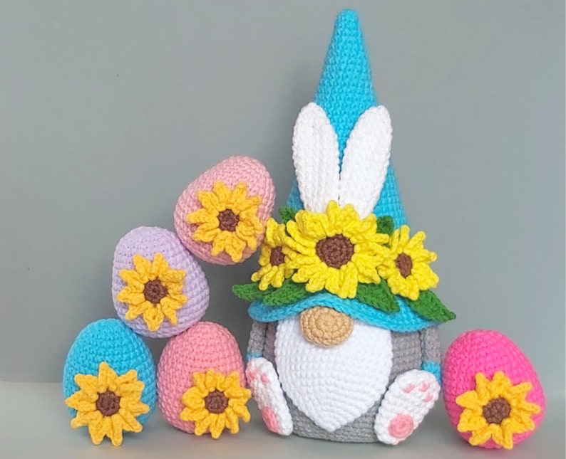 Crochet Easter Bunnies Sunflowers Gnomes