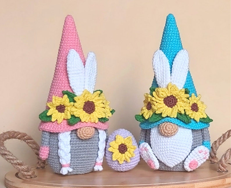 Crochet Easter Bunnies Sunflowers Gnomes