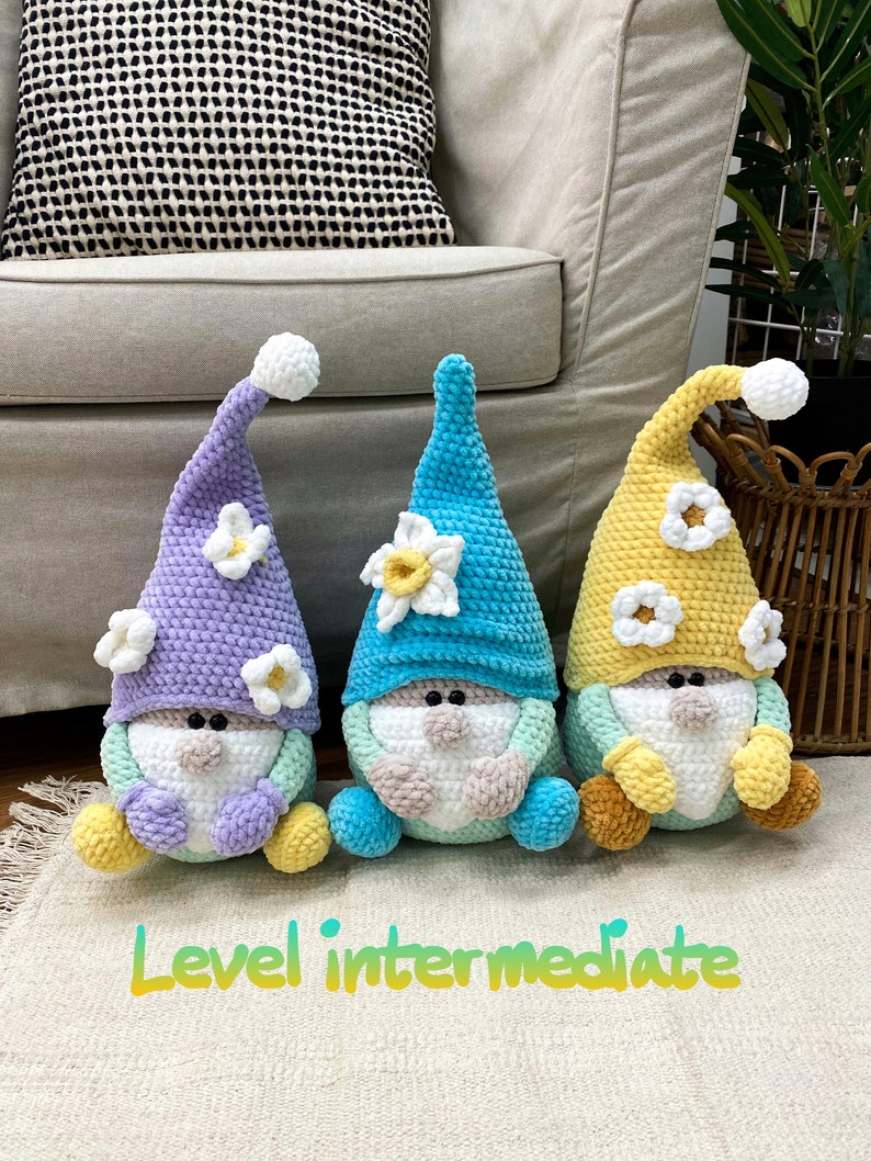 Crochet Gnome set of 3 Handmade Amigurumi