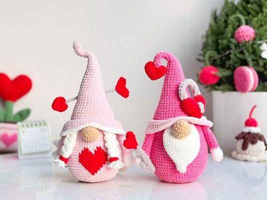 Crochet Valentine Love Couple Gnome